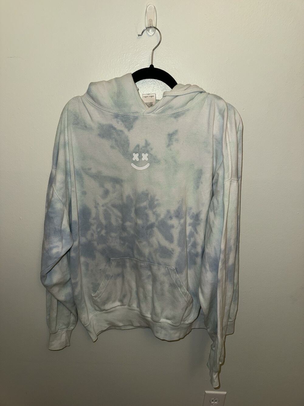 Barstool Tie Dye Hoodie Sweatshirt Sleep When Youre Dead Smiley Face XL Blue